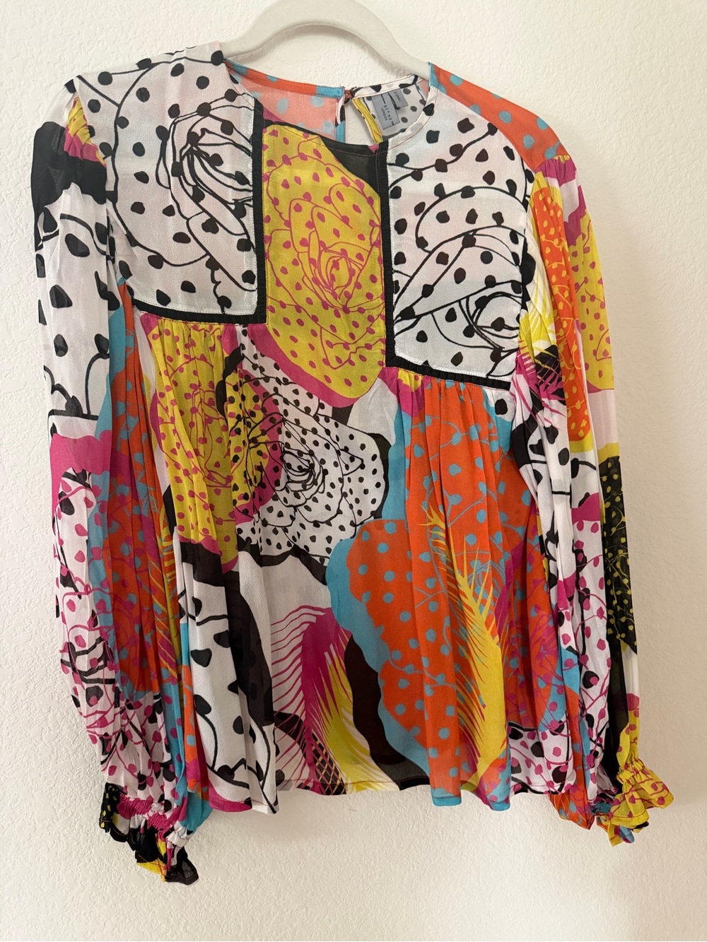 Anthropologie Multicolor Floral Patchwork Balloon-Sleeve Tunic